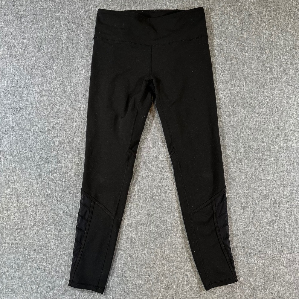 Ivivva Lululemon Girls 14 Black Mesh Leggings Athletic Yoga Pants Pocket Running